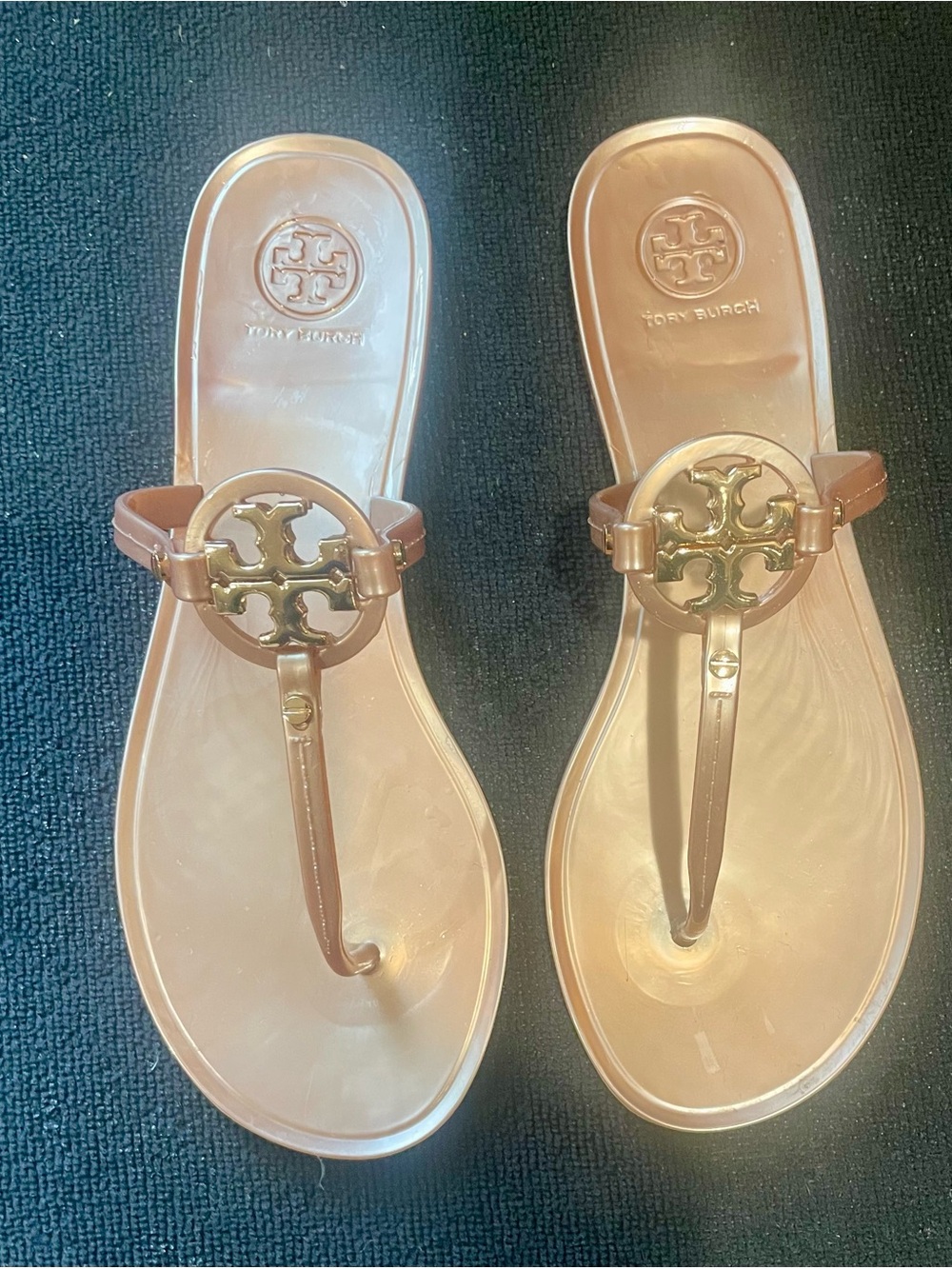 Tory Burch mini miller jelly sandal rose gold size 8